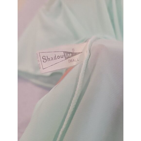 Vintage Shadowline Gown Long Pale Blue Rosette Embroidered Flutter Sleeve Small - Picture 6 of 7